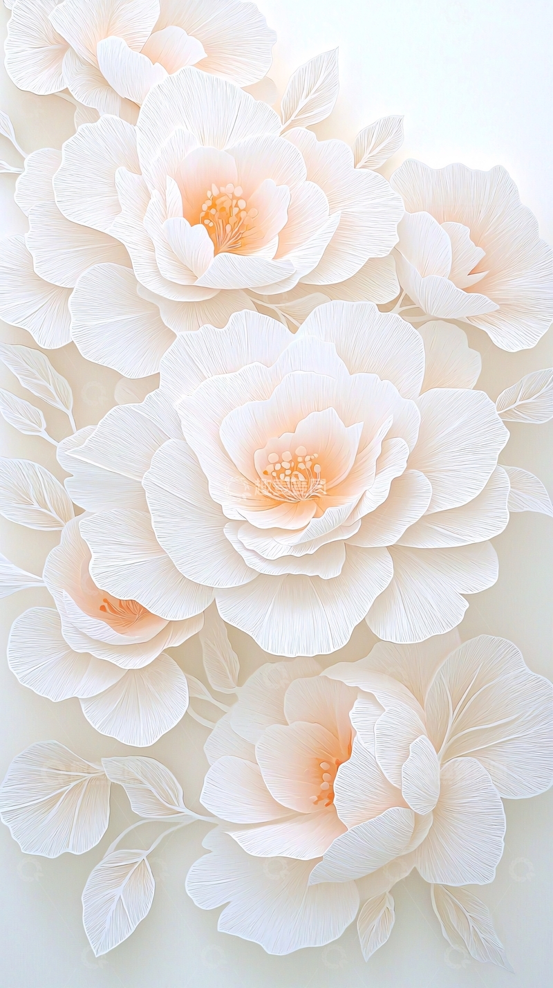 高清大图下载【趣麦麦图】白色花朵立体剪纸艺术