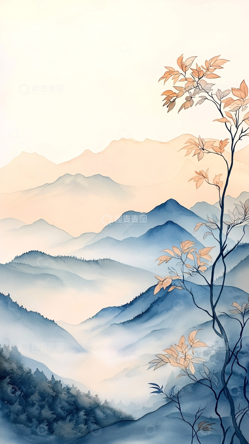 高清大图下载【趣麦麦图】秋日山间雾气缭绕