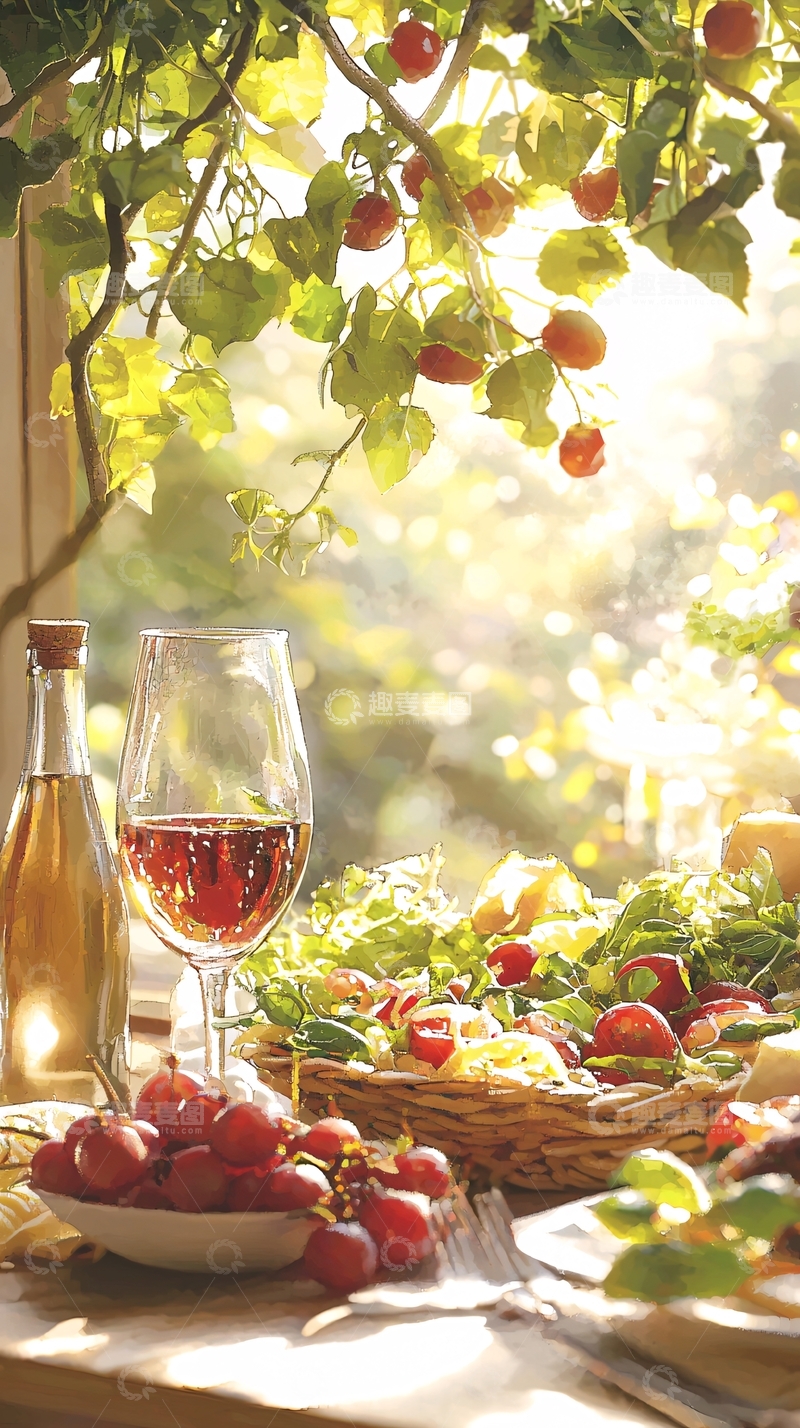 高清大图下载【趣麦麦图】阳光下的户外野餐餐桌