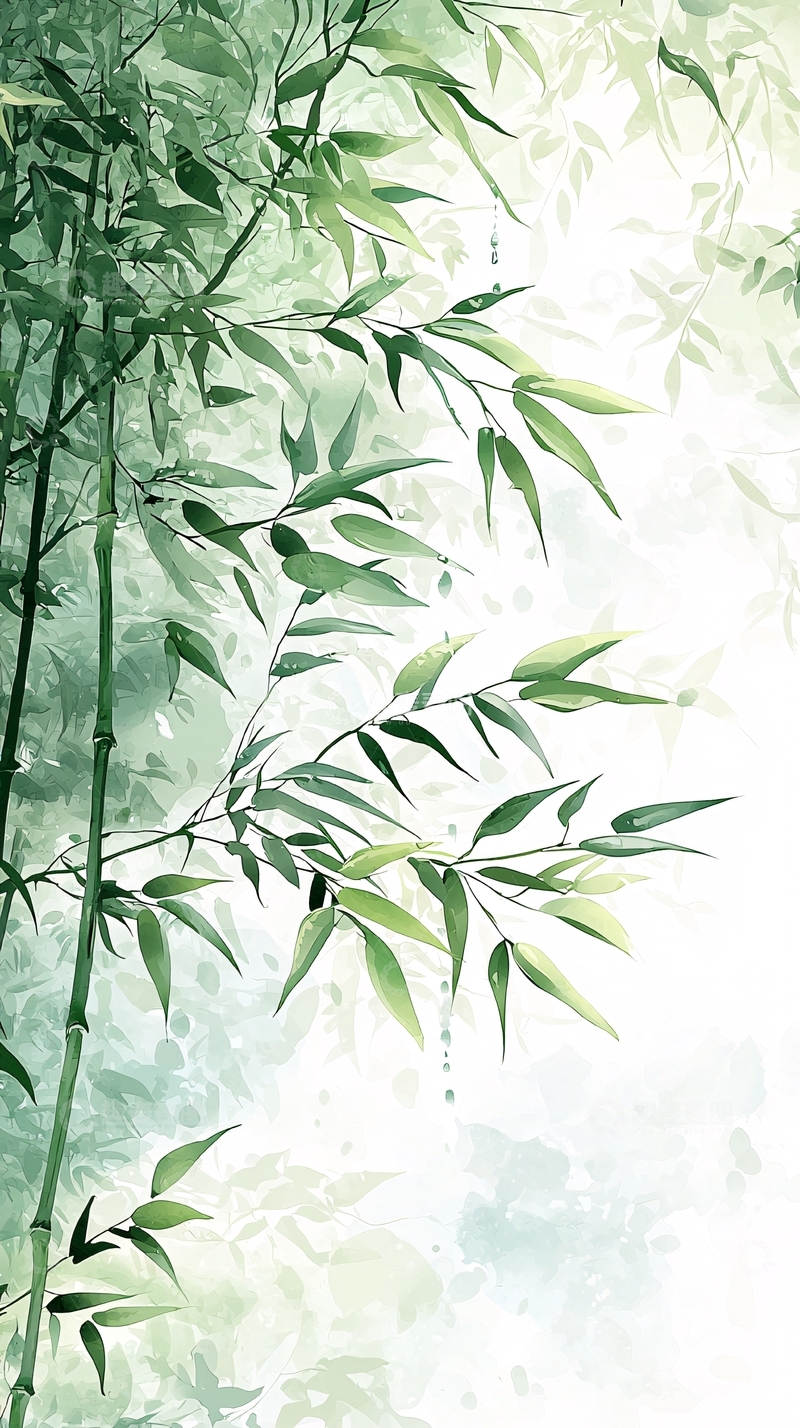 高清大图下载【趣麦麦图】清新竹叶自然背景图
