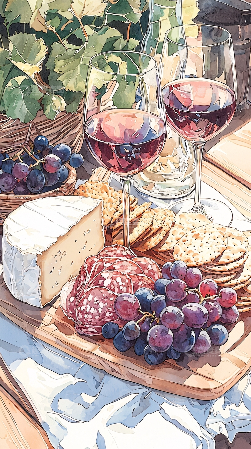 高清大图下载【趣麦麦图】葡萄干酪红酒下午茶