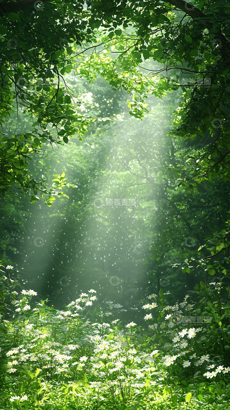 高清大图下载【趣麦麦图】阳光穿透森林的美丽景象