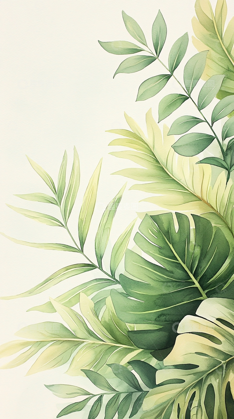 高清大图下载【趣麦麦图】热带植物叶子背景图
