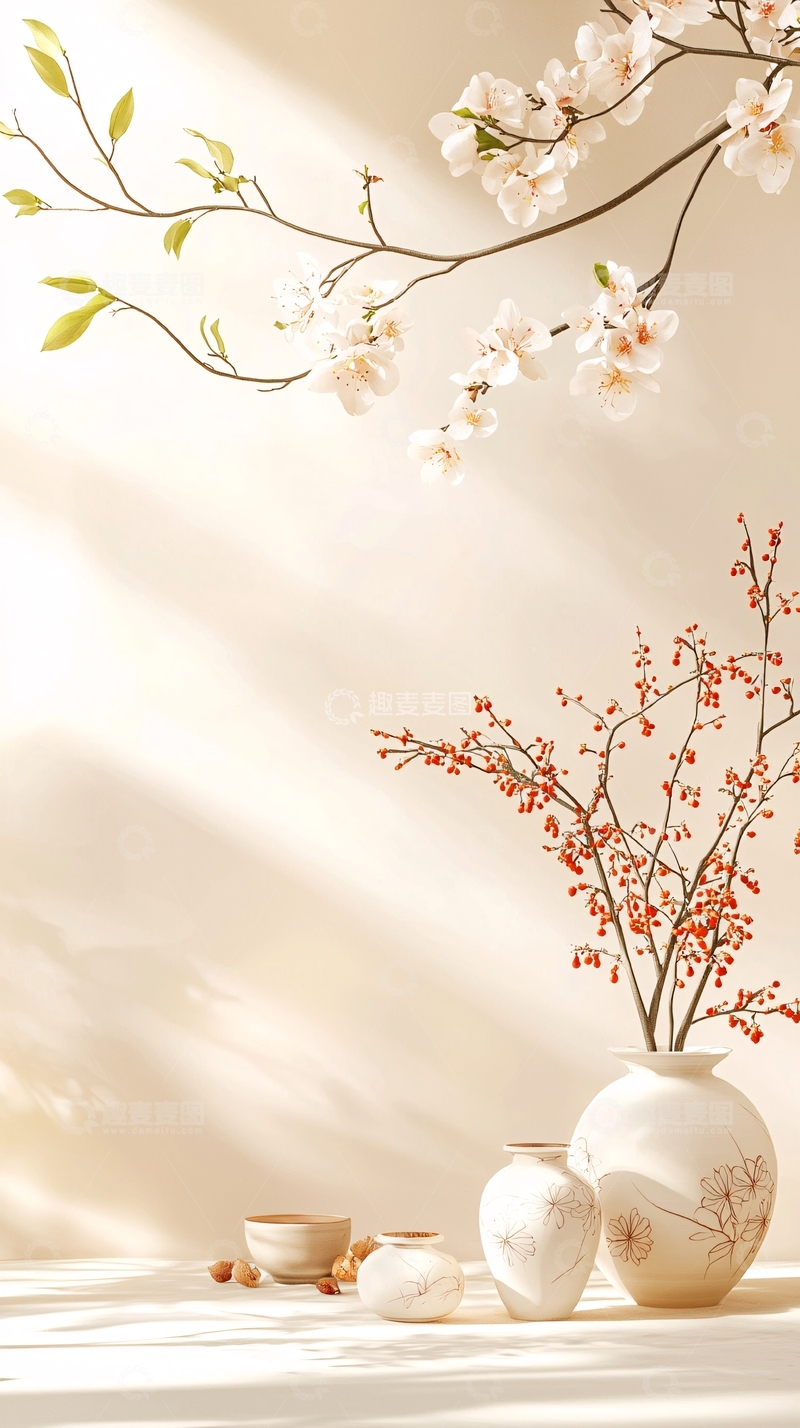 高清大图下载【趣麦麦图】春日花瓶插花场景