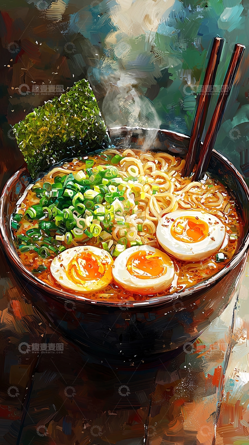 高清大图下载【趣麦麦图】热腾腾的日式拉面