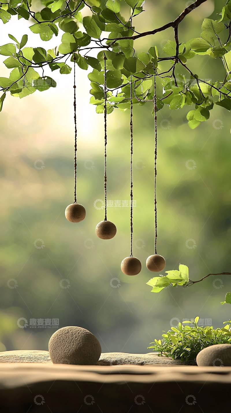 高清大图下载【趣麦麦图】自然风铃挂饰背景图