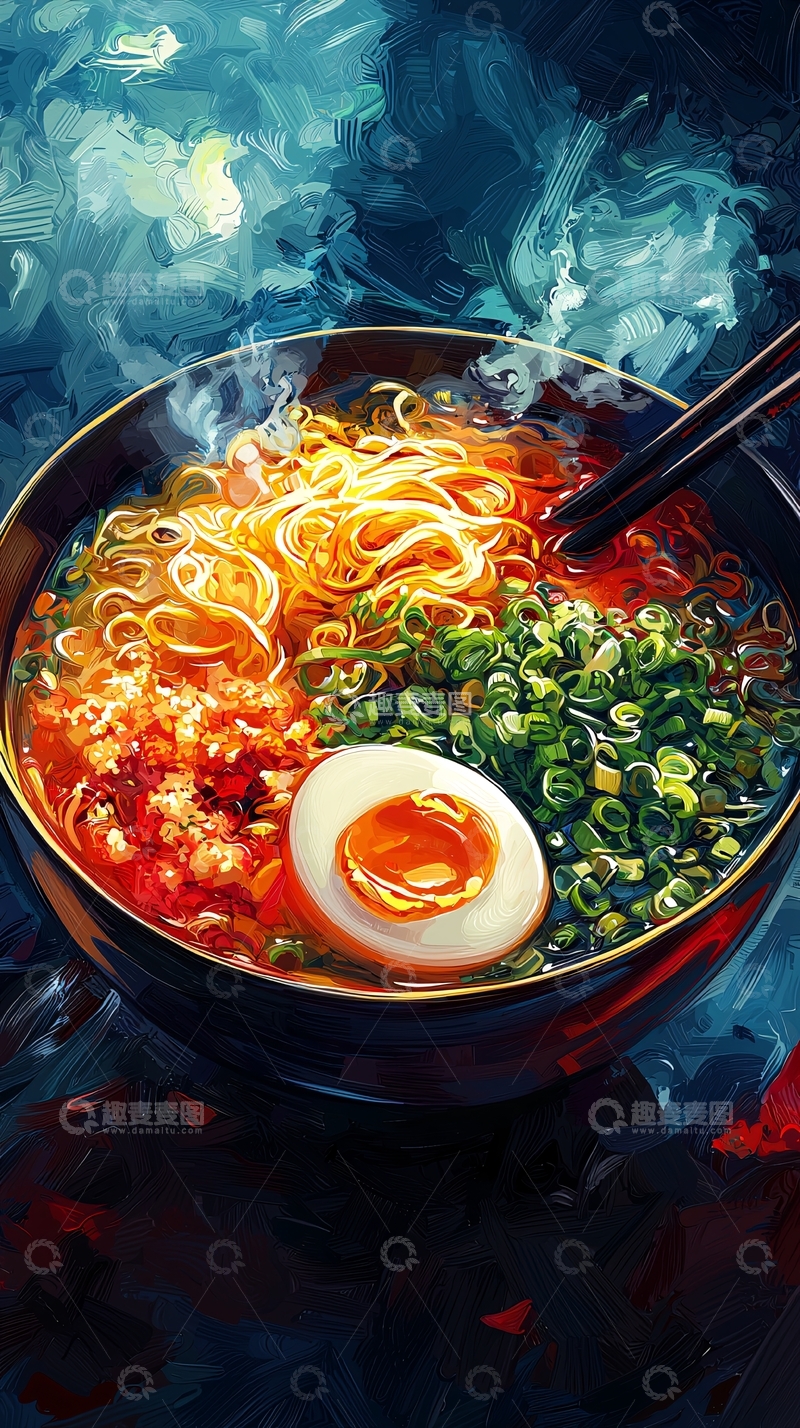 高清大图下载【趣麦麦图】热腾腾的拉面一碗