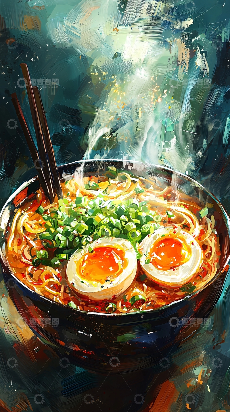 高清大图下载【趣麦麦图】热腾腾的拉面一碗