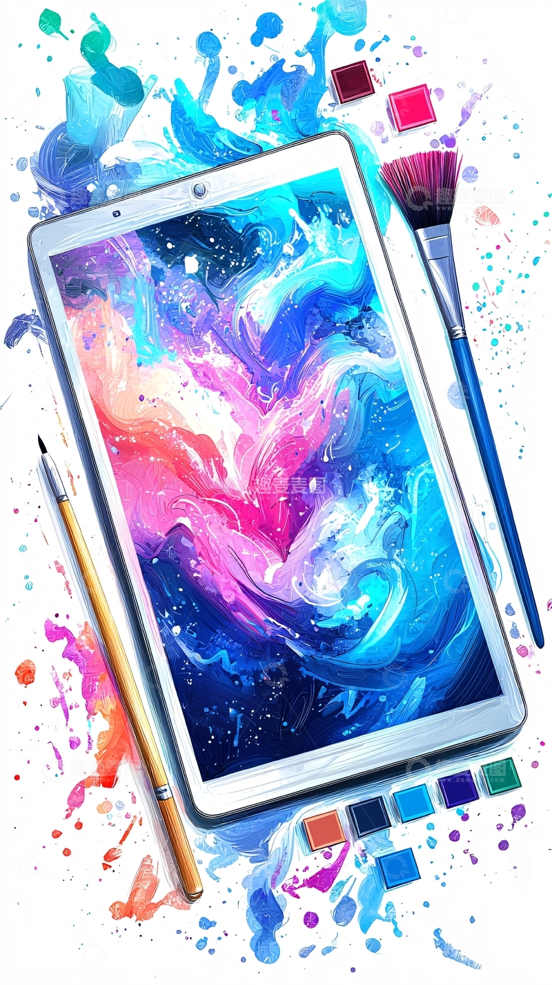 高清大图下载【趣麦麦图】创意绘画平板电脑素材