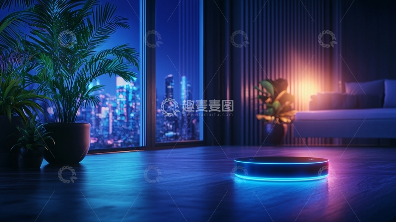 高清大图下载【趣麦麦图】现代智能家居夜景