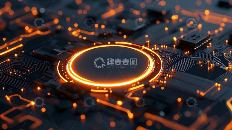 高清大图下载【趣麦麦图】电路板上的发光圆环