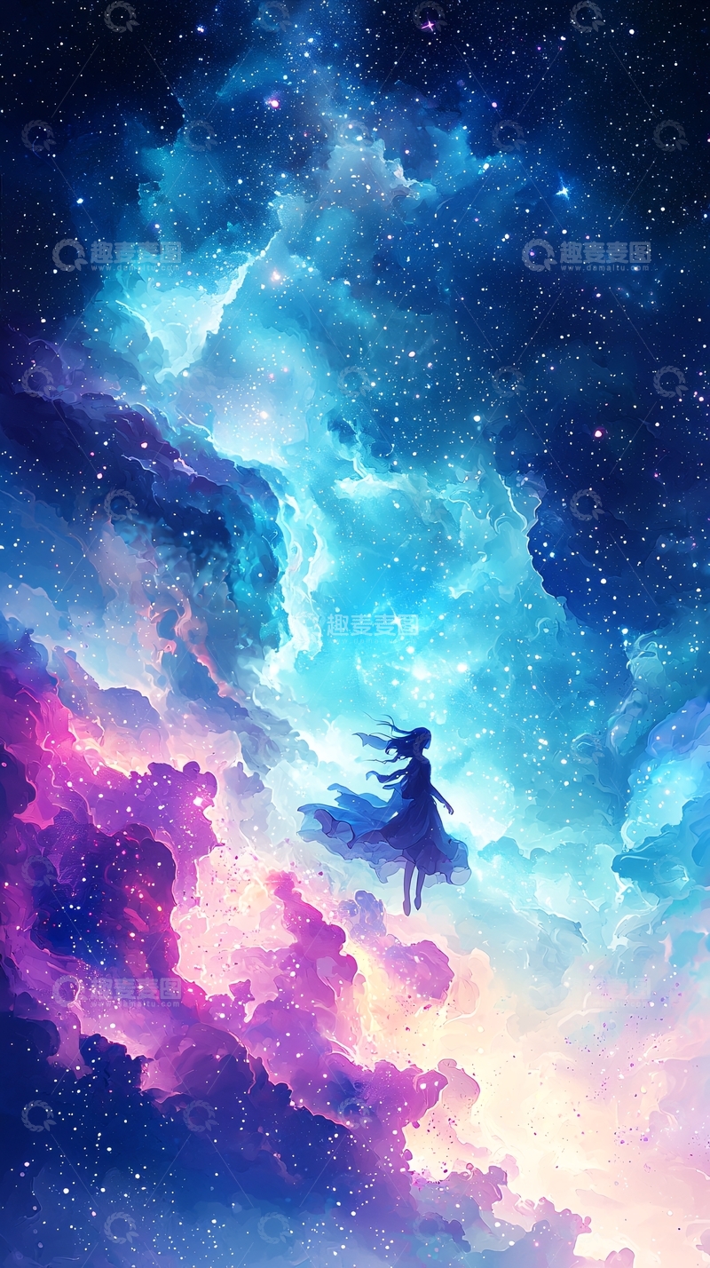 高清大图下载【趣麦麦图】梦幻星空下的舞者