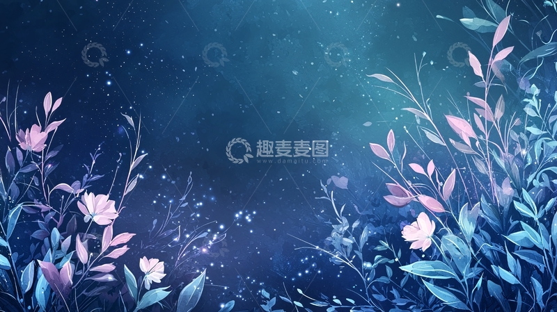 高清大图下载【趣麦麦图】梦幻星空下的花海背景