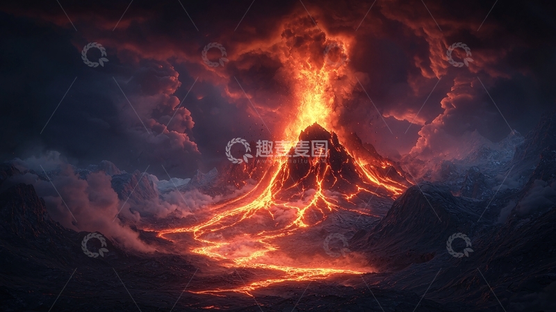 高清大图下载【趣麦麦图】火山爆发场景