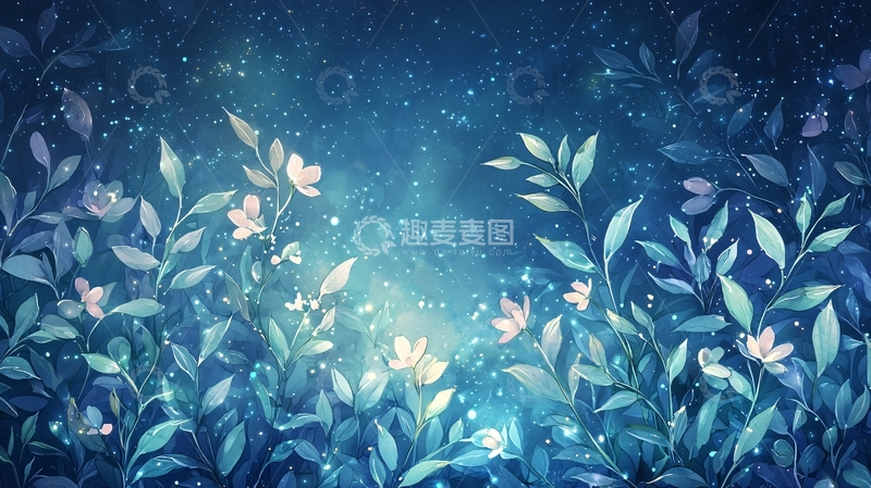 高清大图下载【趣麦麦图】梦幻夜空下的花海