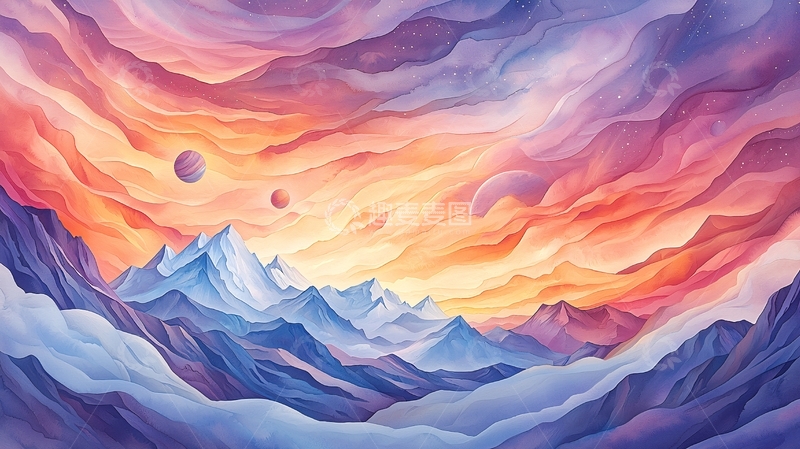 高清大图下载【趣麦麦图】梦幻山川星空奇观