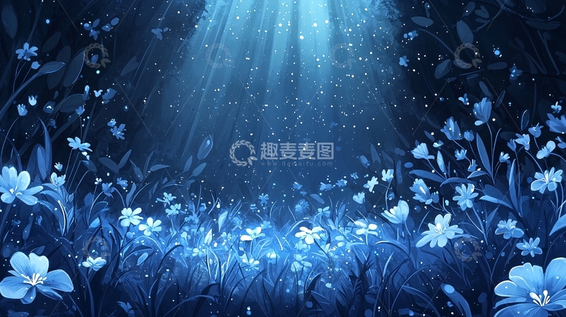 高清大图下载【趣麦麦图】蓝色梦幻森林背景图