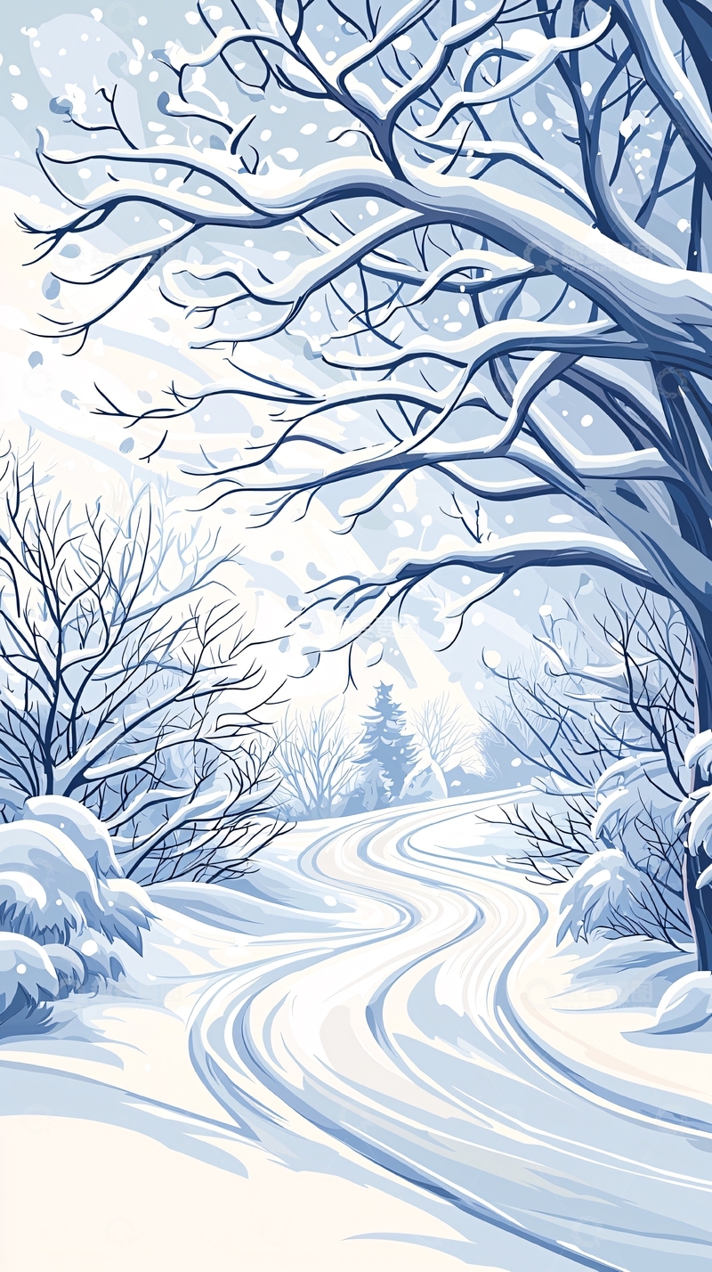 高清大图下载【趣麦麦图】冬日雪景小路
