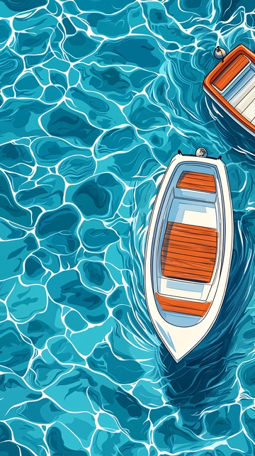 蓝色海面上的船只俯视图