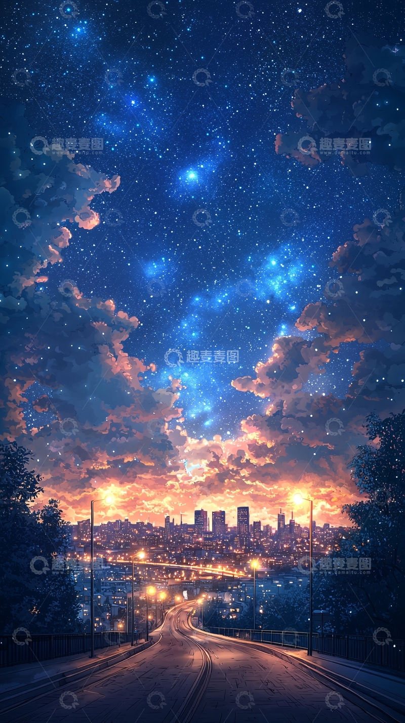 高清大图下载【趣麦麦图】夜空下的城市风光