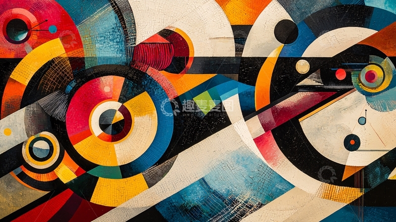 高清大图下载【趣麦麦图】抽象几何色彩拼接艺术画