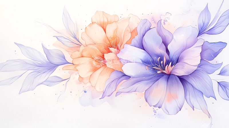 高清大图下载【趣麦麦图】梦幻花卉水彩画背景图
