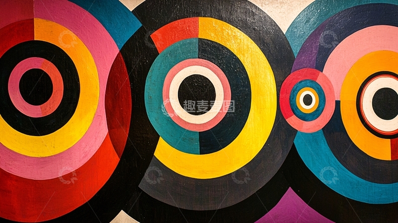 高清大图下载【趣麦麦图】抽象几何圆形艺术背景