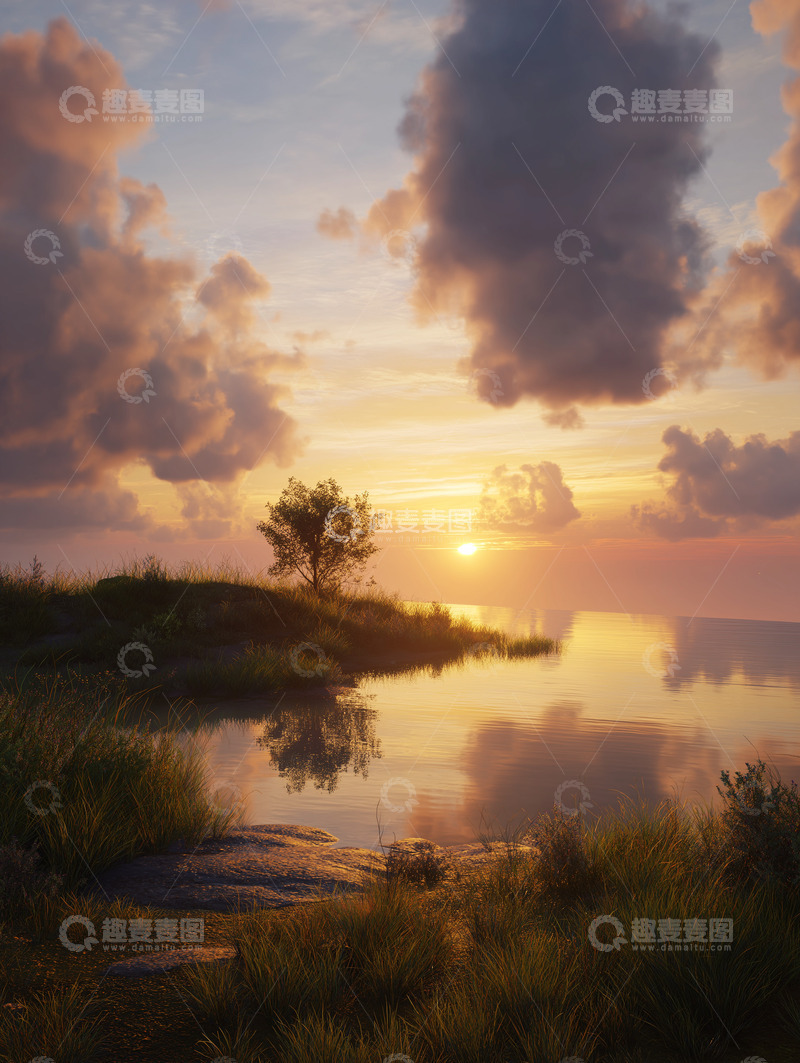 高清大图下载【趣麦麦图】唯美日出背景1