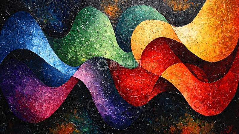 高清大图下载【趣麦麦图】抽象色彩波浪艺术画