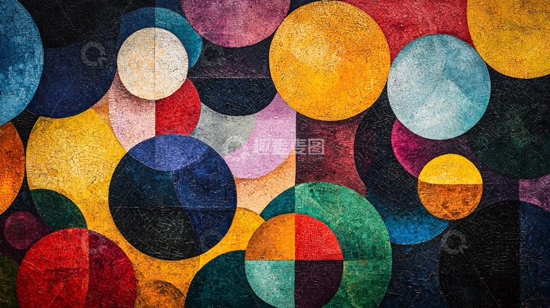 高清大图下载【趣麦麦图】抽象色彩拼贴艺术背景