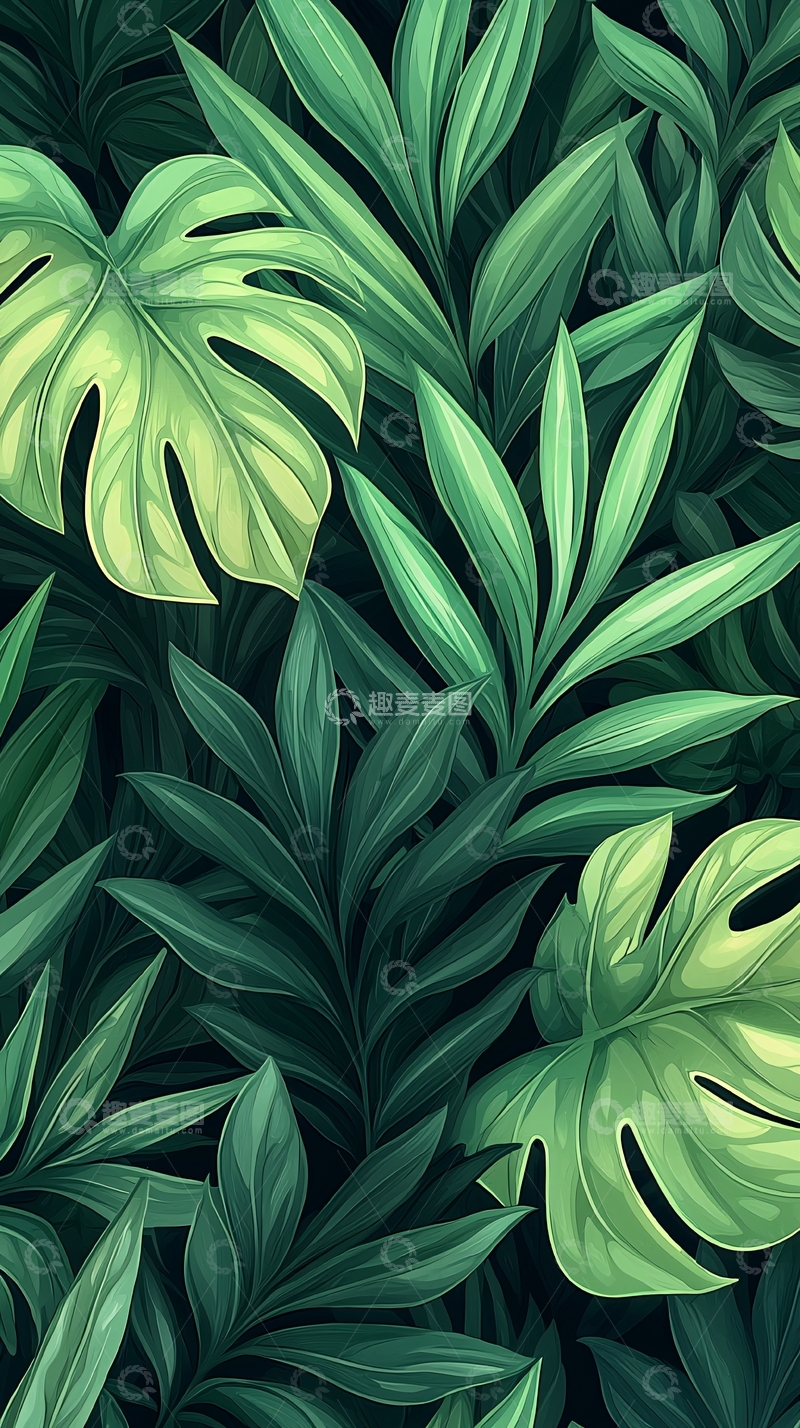 高清大图下载【趣麦麦图】热带植物叶子背景图