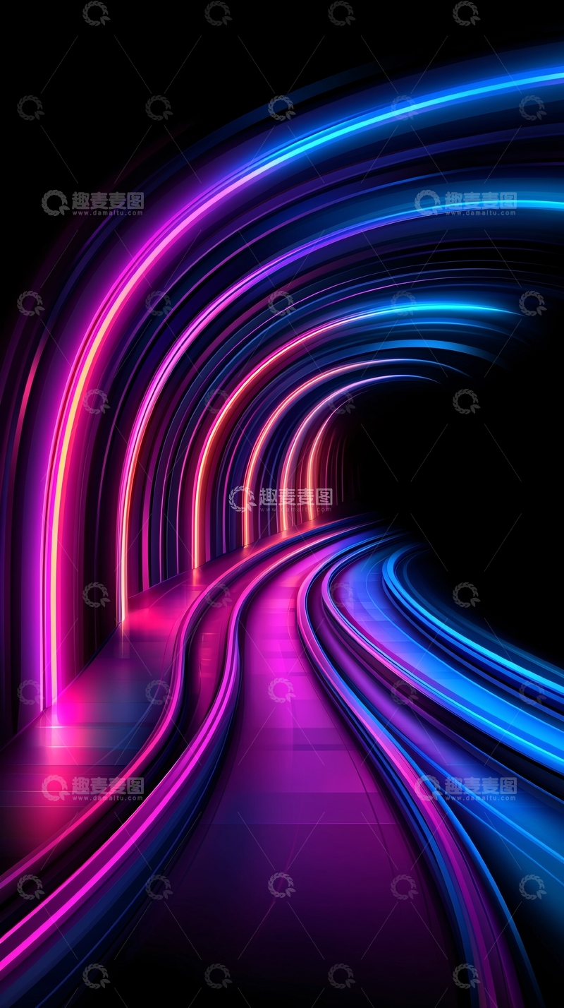 高清大图下载【趣麦麦图】霓虹灯隧道动态效果背景