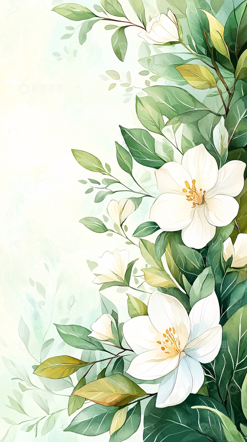 高清大图下载【趣麦麦图】清新花卉手绘背景图