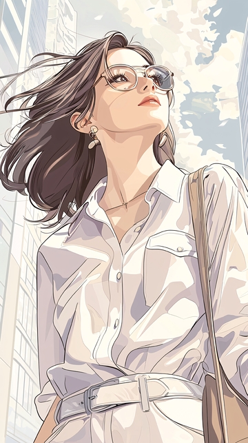 时尚女性街拍插画