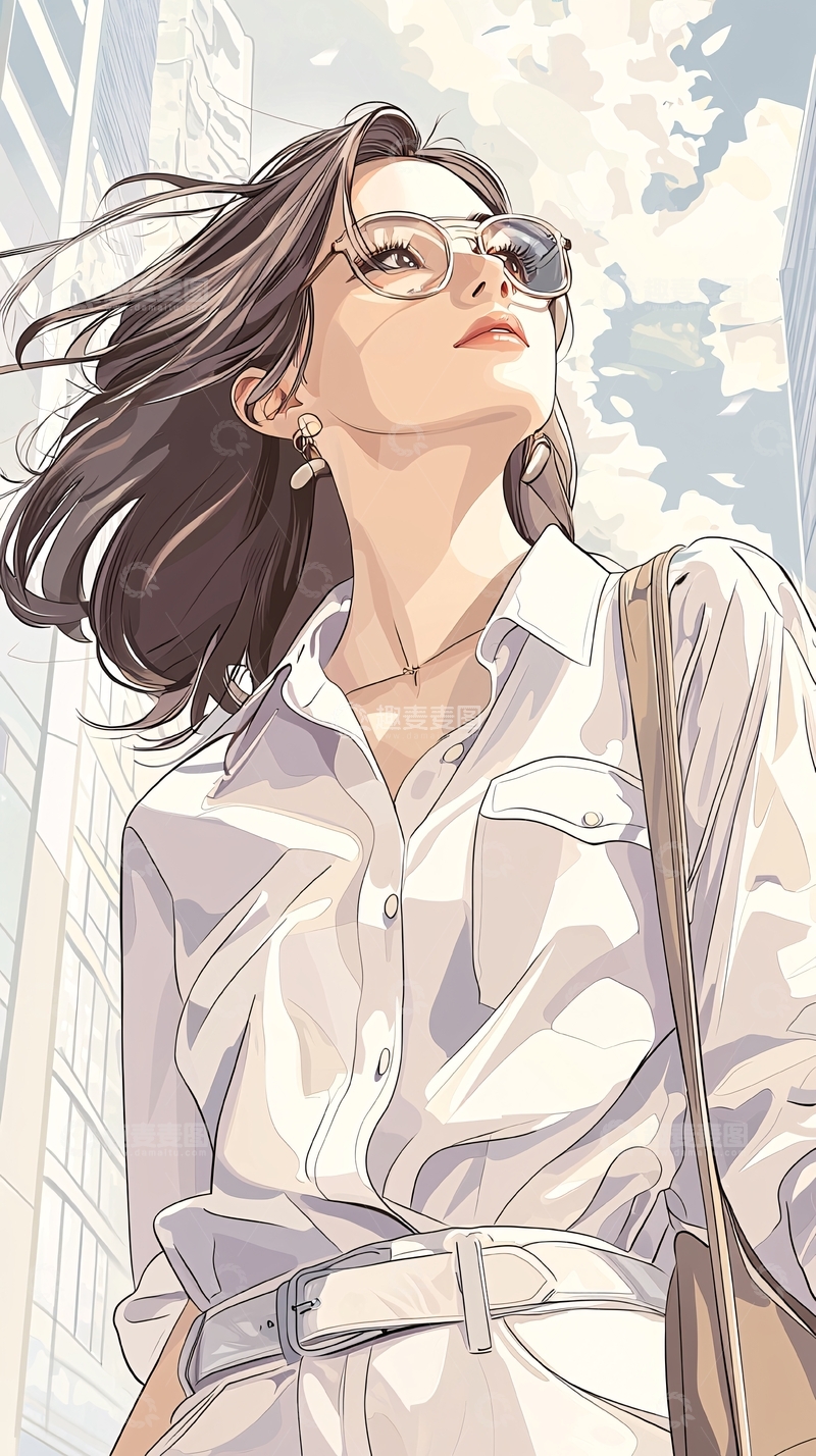 高清大图下载【趣麦麦图】时尚女性街拍插画