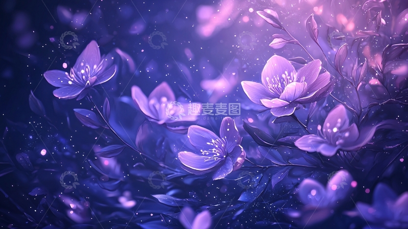 高清大图下载【趣麦麦图】梦幻紫色花朵背景图