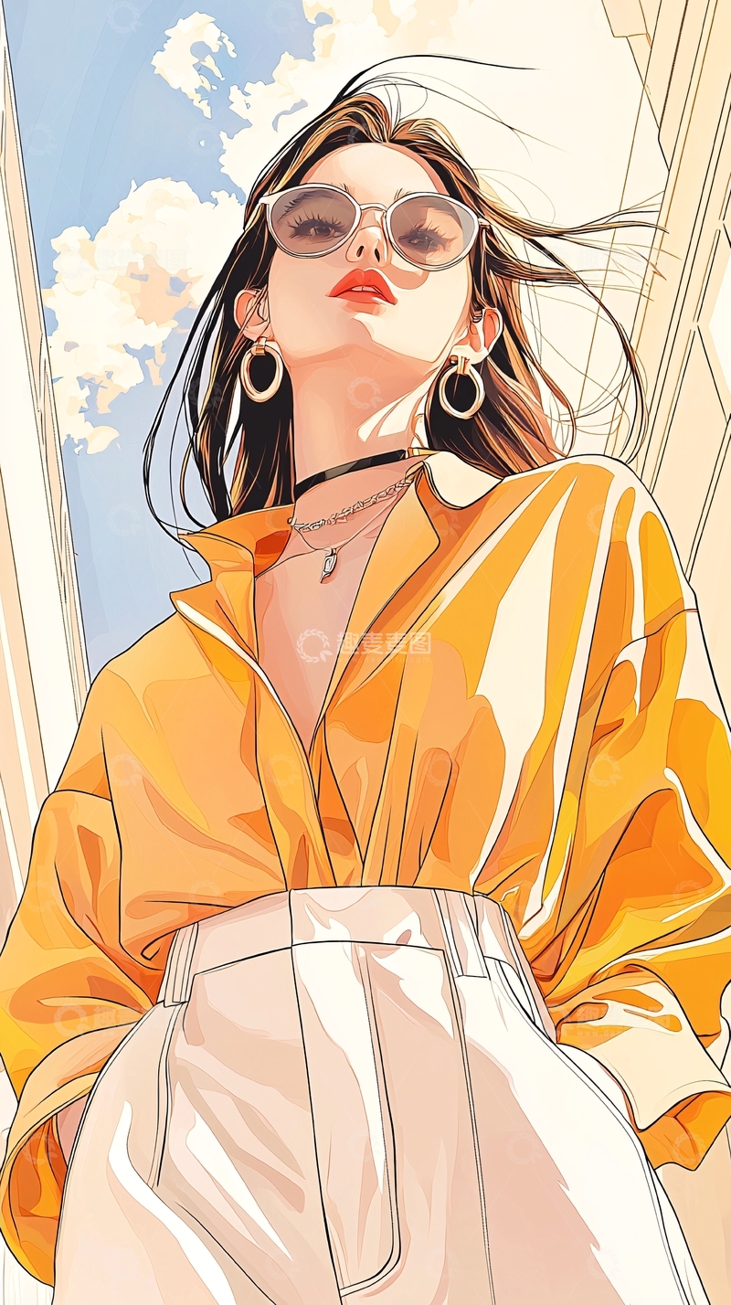 高清大图下载【趣麦麦图】时尚潮流女孩插画