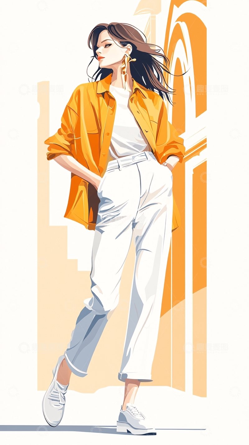 高清大图下载【趣麦麦图】时尚女性穿搭插画
