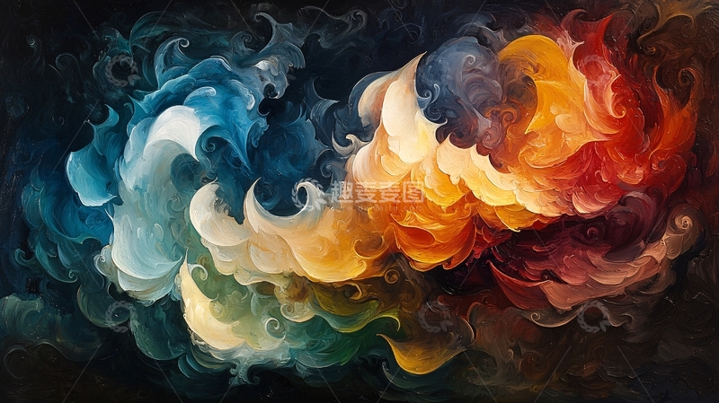 高清大图下载【趣麦麦图】火焰与水的交织