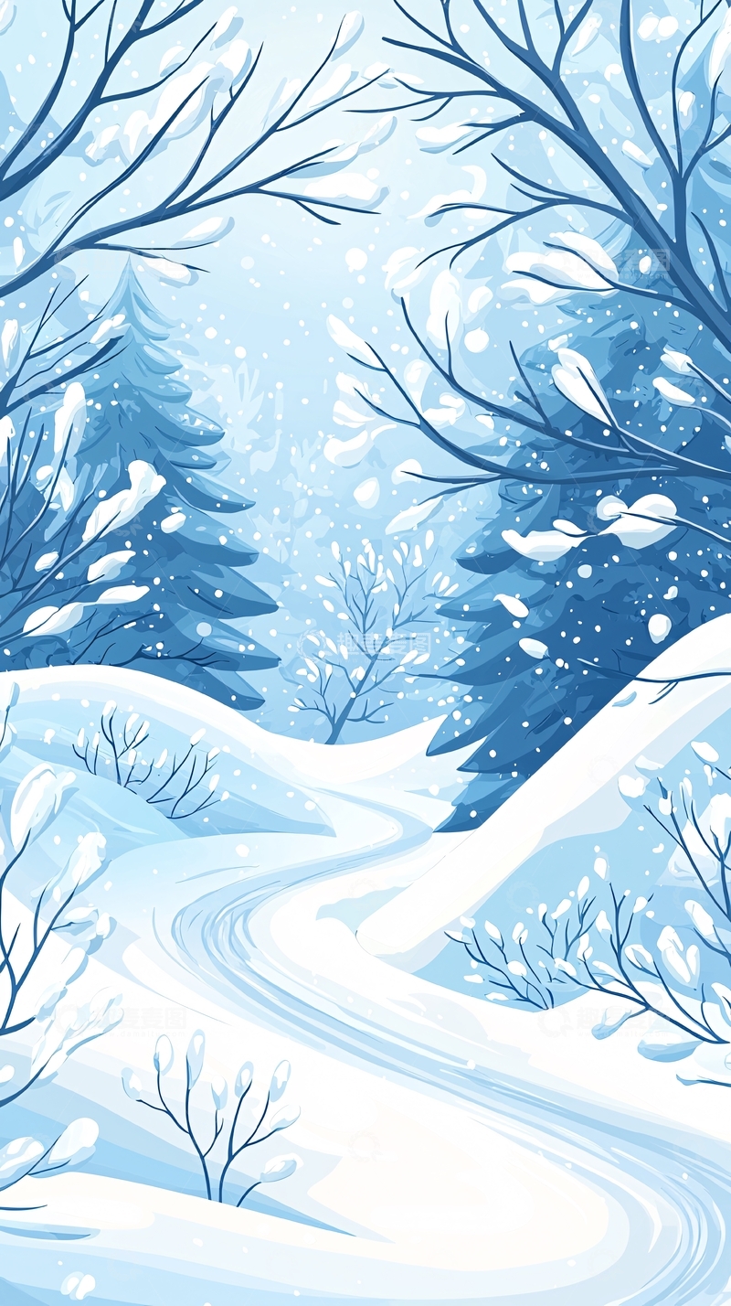 高清大图下载【趣麦麦图】冬日雪景小径