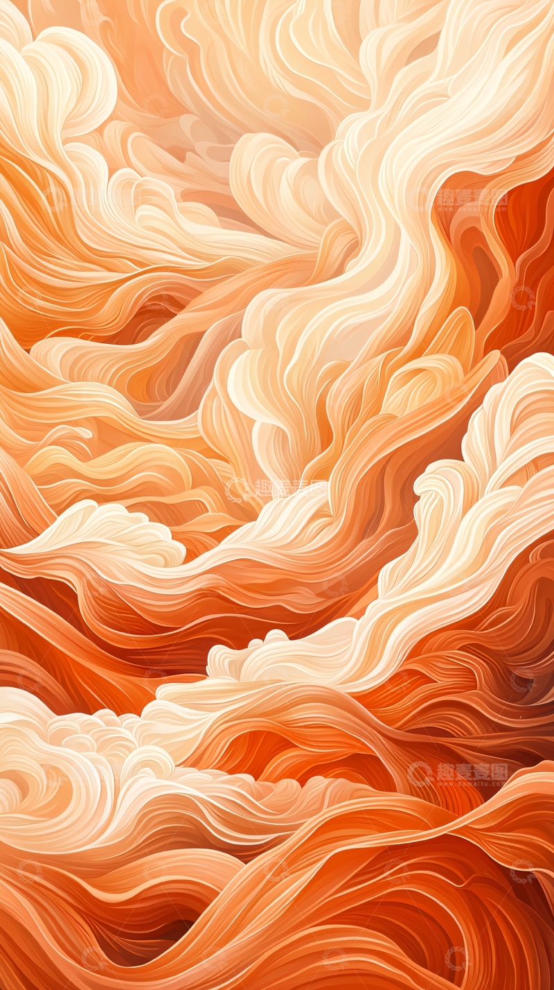 高清大图下载【趣麦麦图】抽象橙色波浪纹理背景