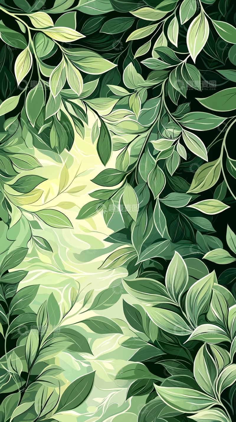 高清大图下载【趣麦麦图】绿色植物背景墙纸