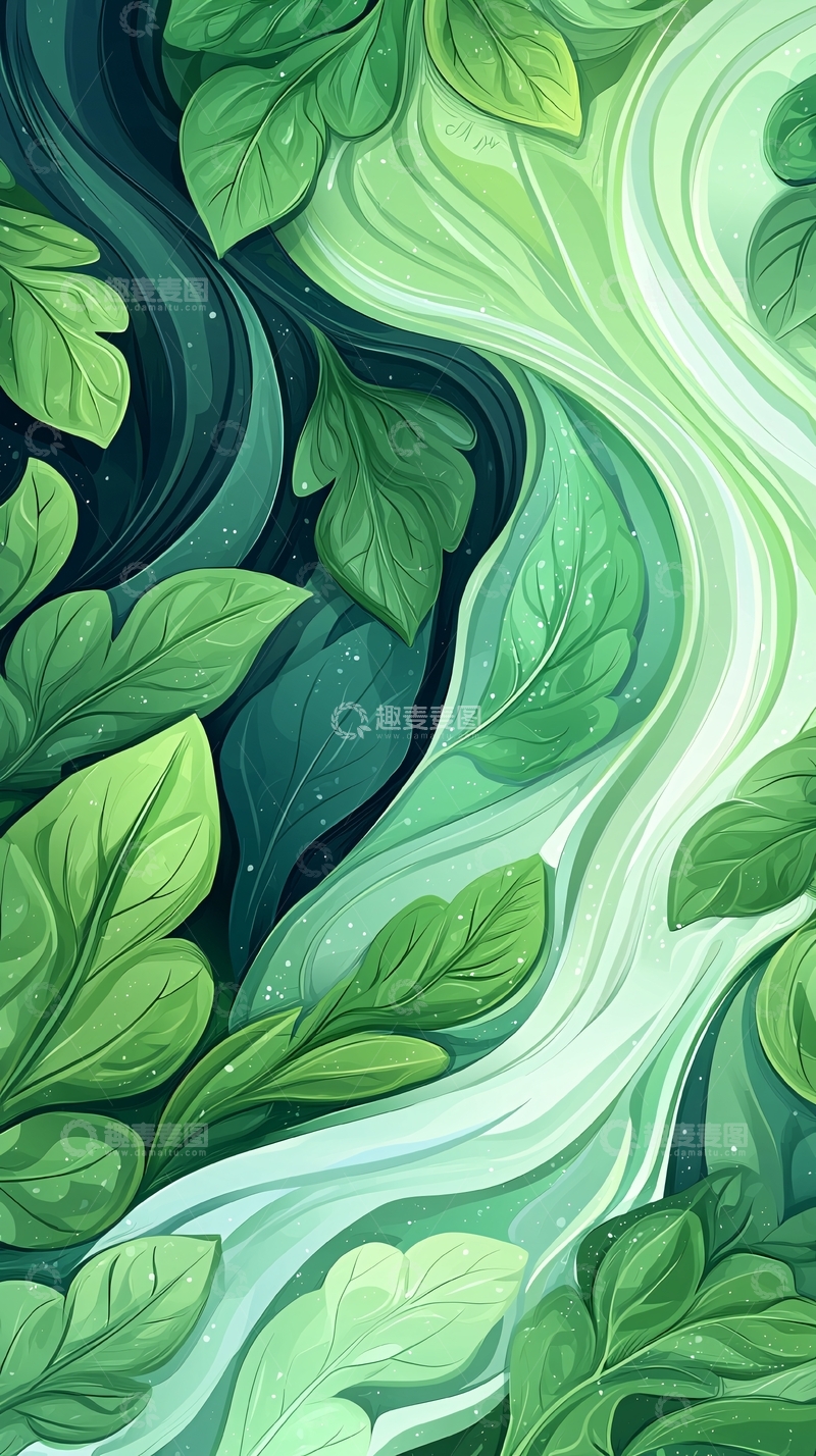 高清大图下载【趣麦麦图】绿色植物流动背景图