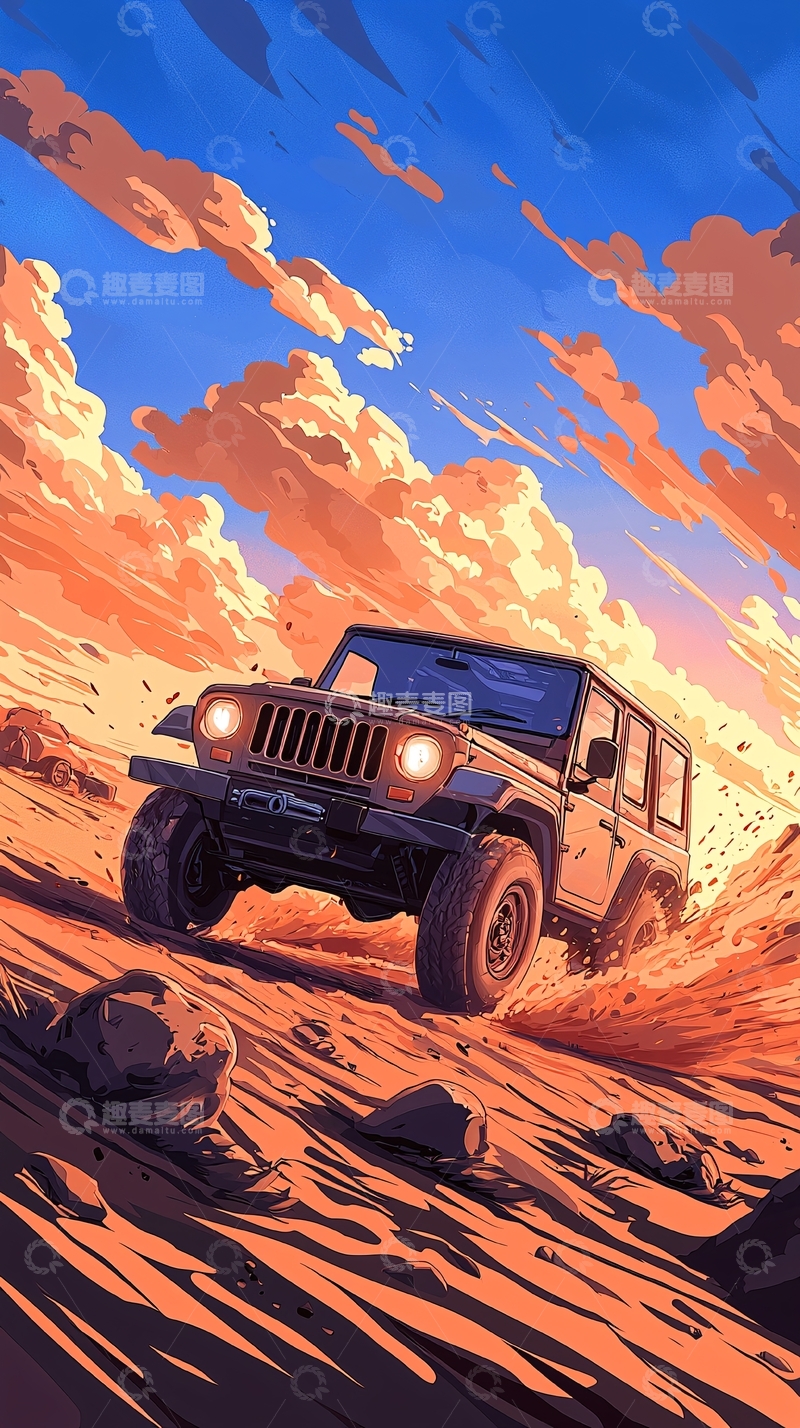 高清大图下载【趣麦麦图】越野车沙漠行驶场景