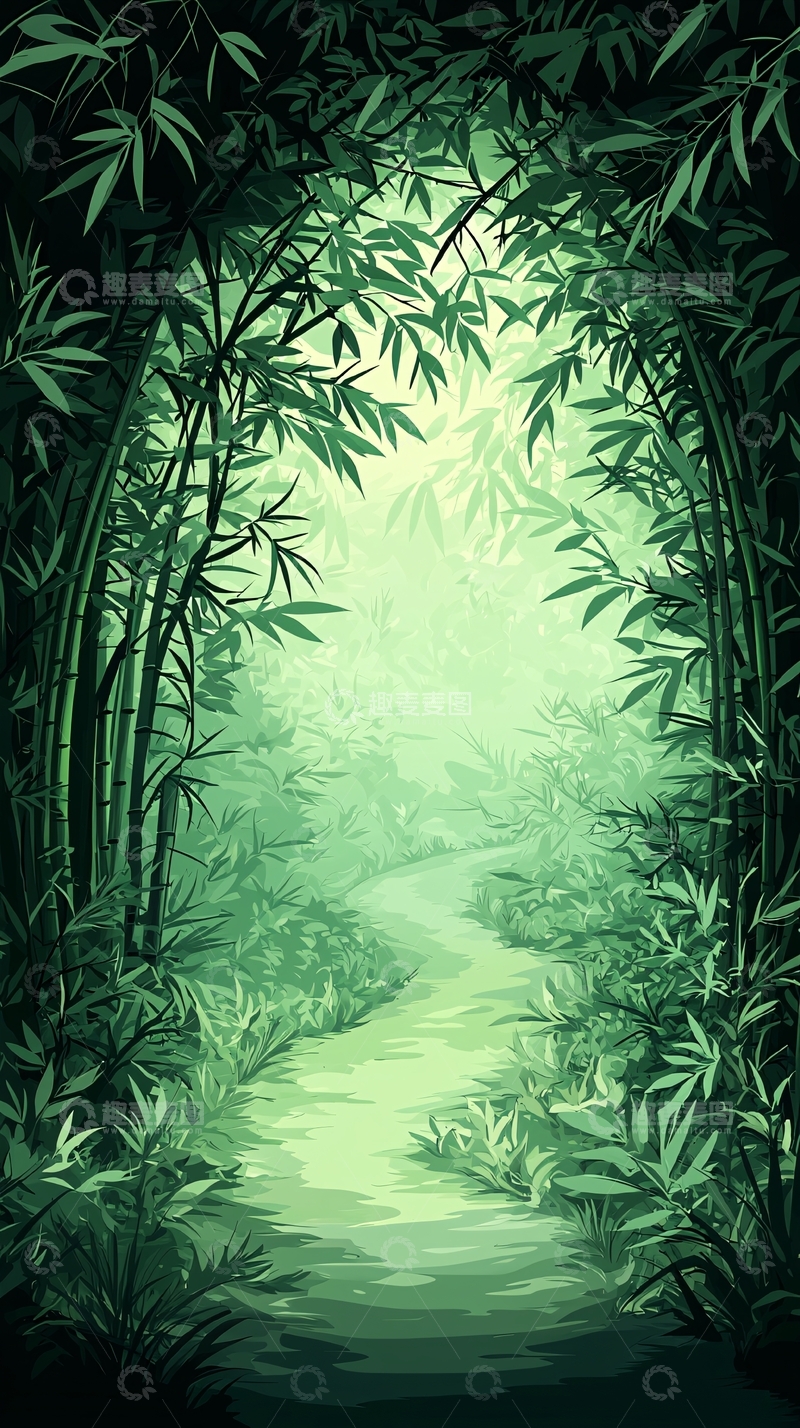 高清大图下载【趣麦麦图】竹林小径自然风光