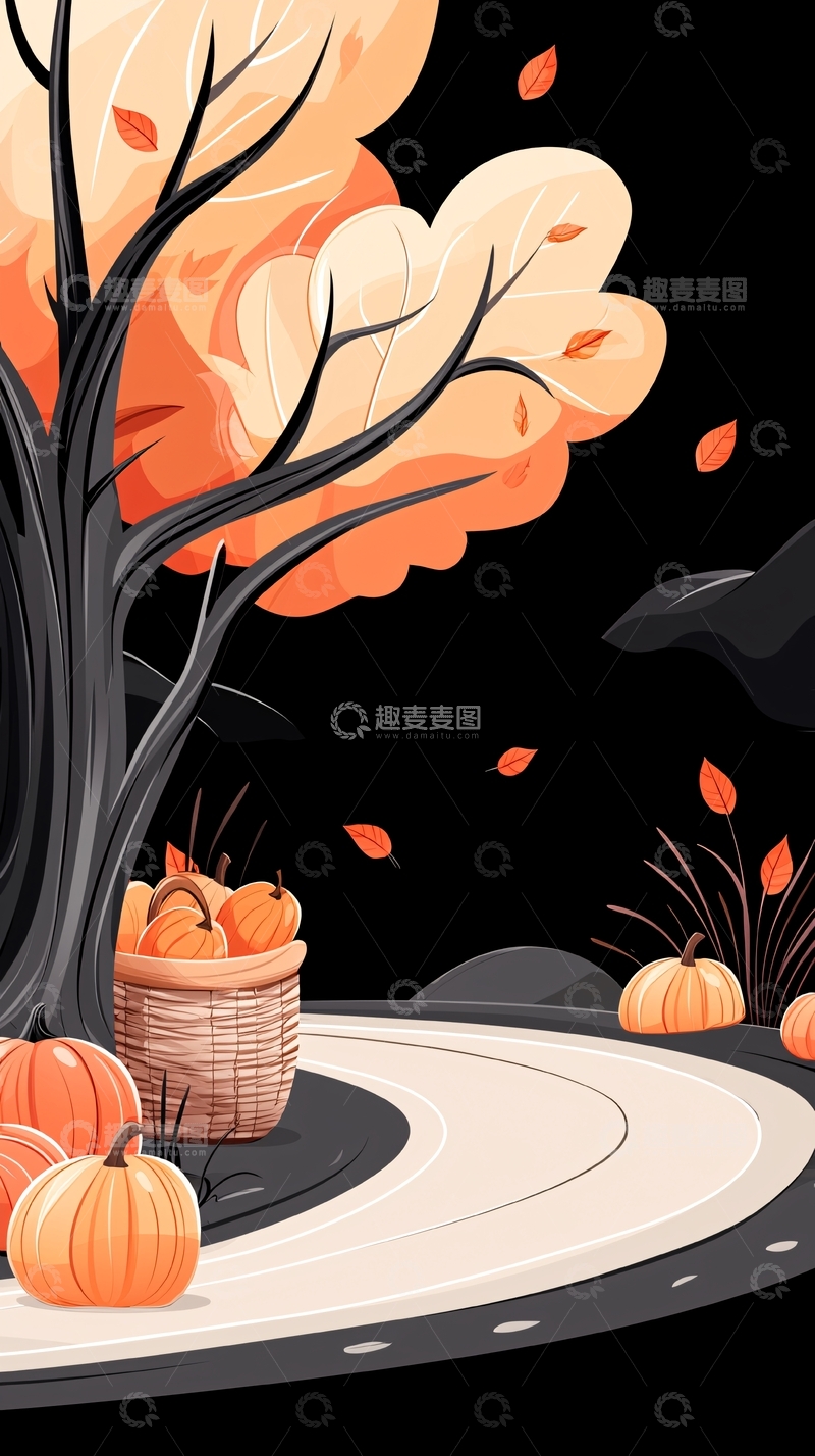 高清大图下载【趣麦麦图】秋夜南瓜篮子