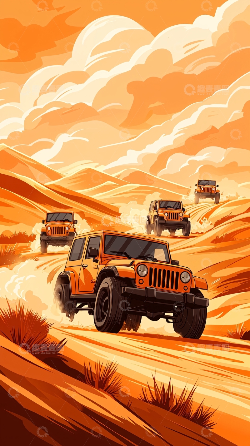 高清大图下载【趣麦麦图】越野车沙漠探险