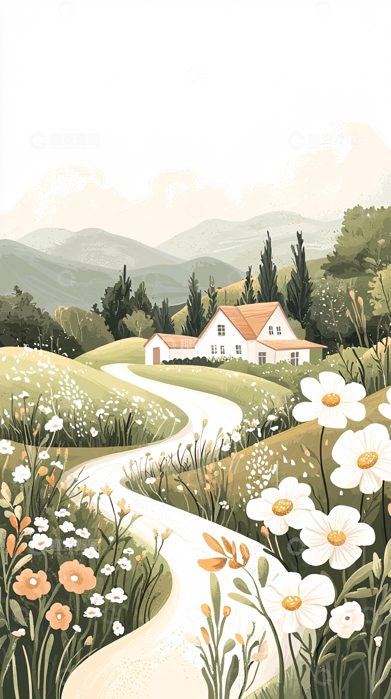 高清大图下载【趣麦麦图】田园风光小屋花海