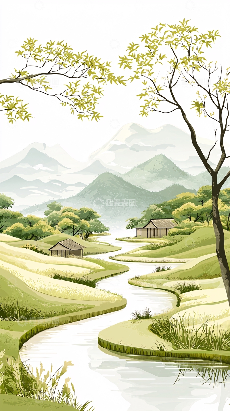 高清大图下载【趣麦麦图】山水田园风光图