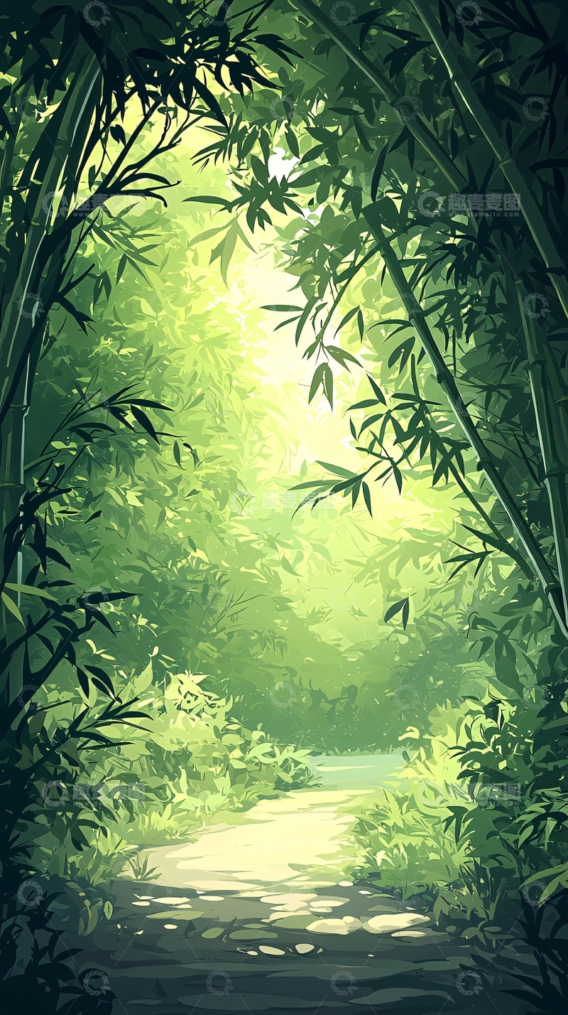 高清大图下载【趣麦麦图】竹林小径自然风光